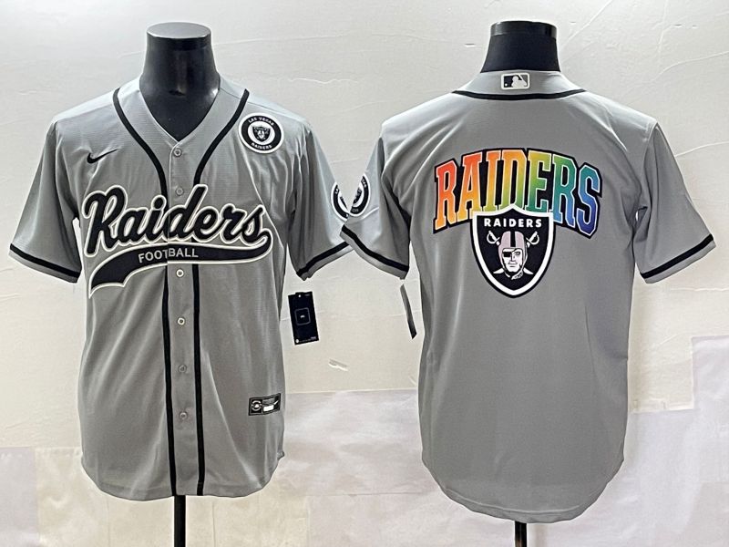 Men 2025 Oakland Raiders Blank Grey Joint Name Nike Limited NFL Jersey style 7